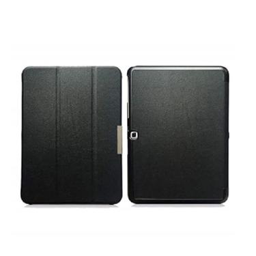 Imagem de Capa Smart Case Compatível Samsung Tab 4 10.1'' T530 T531-Preto Leve, PU de qualidade,Anti-impressões digitais,Resistente a arranhões