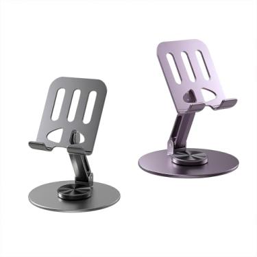 Imagem de Suporte de Celular Mesa Premium Alumínio Dobrável Ajustável 360 Ergonômico Estável Antiderrapante Universal Smartphone(ROXO,1pcs)
