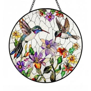 Imagem de Decoração para pendurar vitrais, apanhadores de sol, painel de vidro colorido, enfeite de apanhador de sol, presente para aniversário para mulheres, homens, esposa, amantes e mãe, 20 cm