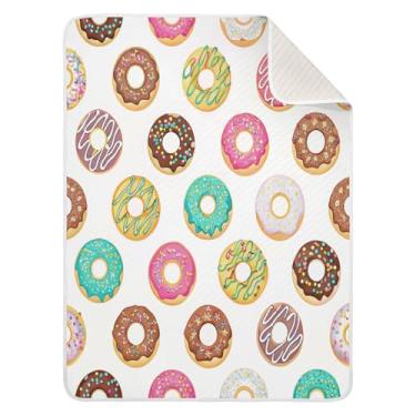 Imagem de Qilmy Cobertor de bebê Donuts 76 x 101 cm, cobertor infantil de algodão macio para meninos e meninas, cobertor leve e quente para berço e carrinho de bebê recém-nascido