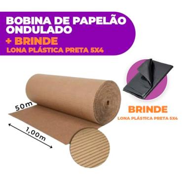 Imagem de Bobina Rolo de Papelão ondulado 1,00 x 50 mtrs Forração para Pinturas e Reformas, Salva Piso.