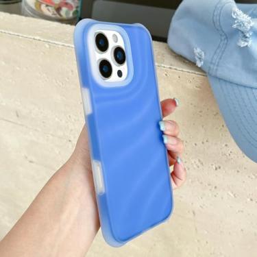 Imagem de HTVJFX Capa de silicone líquido gelatinoso de luxo para iPhone 16 Pro, cor de ondulação d'água, macia e à prova de choque (para iPhone 16 Pro/azul)
