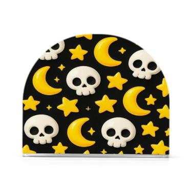 Imagem de Wassud Caveiras brancas com porta-guardanapos de acrílico estrela, dispensador de guardanapo de papel moderno em forma de U para mesa, cozinha, sala de jantar, bancada 1 peça (comporta 50-60