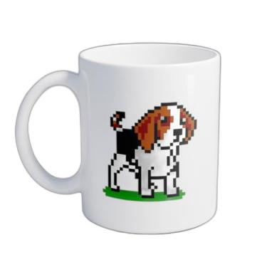 Imagem de Caneca Xícara de Café Porcelana 300ml Design Pixel Cães Beagle