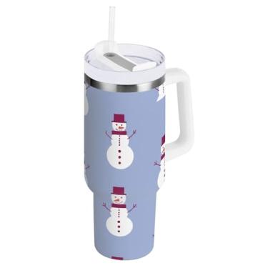Imagem de ODAWA Copo isolado de aço 1,134 g com tampa e canudo, boneco de neve, Natal, outono, copo isolado