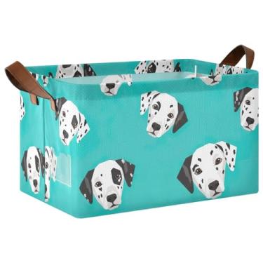 Imagem de Caixotes organizadores de armário grandes azuis dálmatas para armazenamento de roupas, cesta para brinquedos de cachorro para organização e armazenamento de quarto, 42 x 29 x 25 cm, 1 pacote