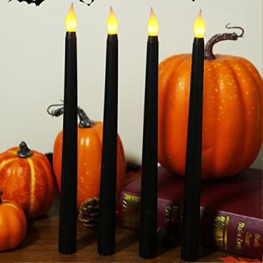 Imagem de Ejoyous 4 Peças de Velas LED, 11 Polegadas Sem Fumaça, Sem Chama, Seguras, Ecologicamente Corretas, Luz Quente, Elétrica, Vela Cônica LED, para Festas, Casamentos, Igrejas, Decoração de (Ébano Preto)