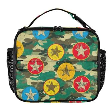 Imagem de Lancheira colorida com círculos de estrelas para mulheres, meninas, lancheira, infantil, masculina, lancheira para trabalho, estampa animal, bolsa térmica para transporte de alimentos para escola
