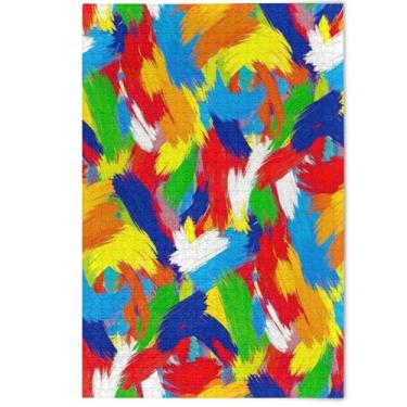Imagem de Quebra-cabeça de arte colorida abstrata para adultos 500 peças presentes de jogos de amigos para família Prime Family Puzzles flor animal pintura, 500 peças, 52 cm x 37,8 cm