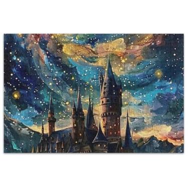 Imagem de Quebra-cabeças de pintura castelo céu estrelado 1000 peças para adultos, presentes tecnológicos, quebra-cabeças legais para adultos, família, brinquedo, arte