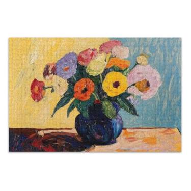 Imagem de Quebra-cabeças difíceis de mesa de flores coloridas para adultos com letras nas costas 1000 peças