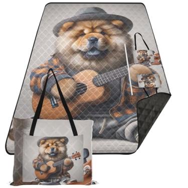 Imagem de TSENQUE Manta de praia engraçada para cachorros Chow Chow Chow, impermeável, à prova de areia, cobertor externo para grama, itens essenciais de piquenique fofo, dobrável, 299 cm x 203 cm