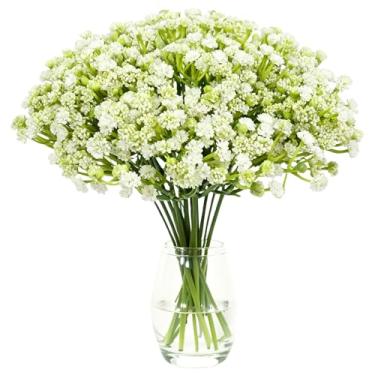 Imagem de YONOOQ 30 peças de flores artificiais para bebês, Gypsophila branca, flores de toque real para festa de casamento, casa, jardim, buquês, centros de mesa, arranjos florais e decorações