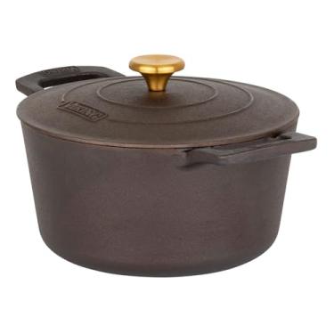 Imagem de Viking Forno holandês antiaderente de 5 litros com tampa de auto-alinhamento, panela de ferro fundido de bronze, feito sem PFAS, compatível com indução, seguro para forno a 500F