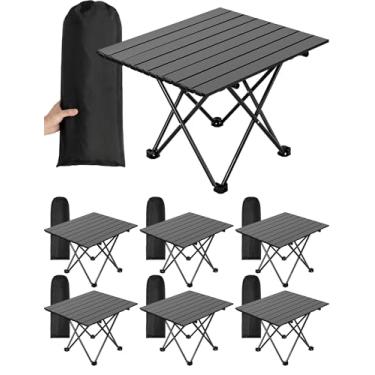 Imagem de Nuenen 6 peças de mesa de acampamento portátil a granel 55 x 43 x 40 cm mesa dobrável compacta com bolsa de transporte para acampamento, itens essenciais, caminhadas, piquenique, churrasco, cozinha