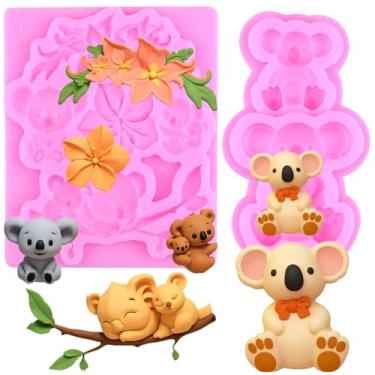 Imagem de MIYAHOUSE Coala Fondant Moldes de silicone para decoração de bolos, topo de cupcake, pasta de goma de chocolate, argila de polímero, conjunto de 2