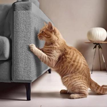 Imagem de Arranhador para Gatos, 100x50cm, Cinza Claro, Adesivo Resistente, Sofás e Portas