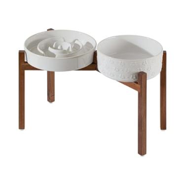 Imagem de Fockety Tigelas Elevadas para Cães Com Alimentação Lenta, Tigelas Elevadas para Cães para Tigela de Comida e água Tigela de Alimentação Lenta Com Suporte (I. 1 iene + h. ain bul)