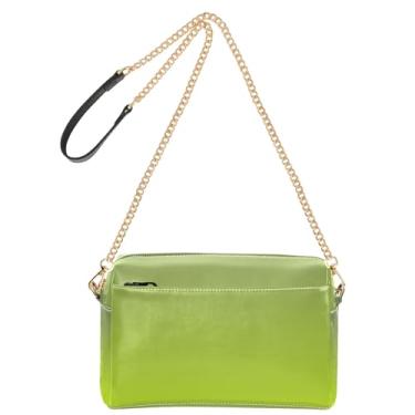 Imagem de Joitme Bolsa tiracolo feminina camuflada verde claro lima gradiente bolsa para celular bolsa de ombro com alça de corrente de couro PU