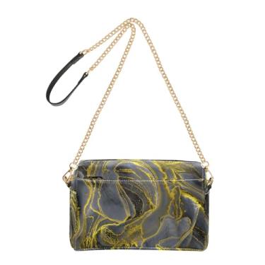 Imagem de Artworks Bolsa feminina cinza dourada bolsa transversal para celular bolsa de ombro de couro PU alça de corrente