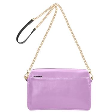 Imagem de Joitme Bolsa tiracolo feminina média lavanda magenta alça de corrente de couro PU bolsa de ombro bolsa para celular