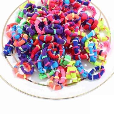 Imagem de Laços de cabelo elásticos coloridos de algodão sem costura, cordas macias e pequenas, suportes de rabo de cavalo, modernos, elásticos, sem vincos, acessórios de cabelo para bebês e meninas, cores