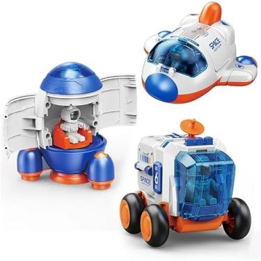 Imagem de Kit 3 brinqueto Foguetes, Carro Lunar e Nave Espacial com Astronauta - Brinquedo Educativo Infantil de Exploração Espacial Aventura e Diversão para criança interativo premium