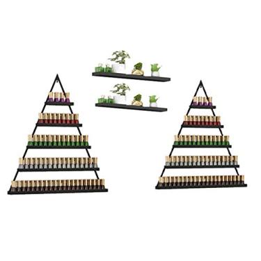 Imagem de Prateleiras de metal para guardar esmaltes de parede, prateleira de esmalte de metal, 5 camadas, prateleira de exibição de óleo essencial, loja de salão de unhas, prateleira de exibição triangular