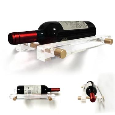 Imagem de MAUYAR Prateleira de metal para decoração de armário de bar montada na parede, suporte organizador de armazenamento de garrafa de licor dourado