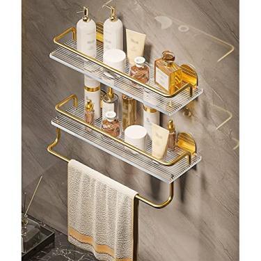 Imagem de Prateleiras de chuveiro de acrílico para banheiro, prateleira montada na parede para decoração de casa, sala de estar, quarto, cozinha e chuveiro