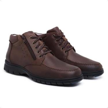 Imagem de Bota Masculina Couro Coturno Super Gel Macia Confortável 960-Masculino