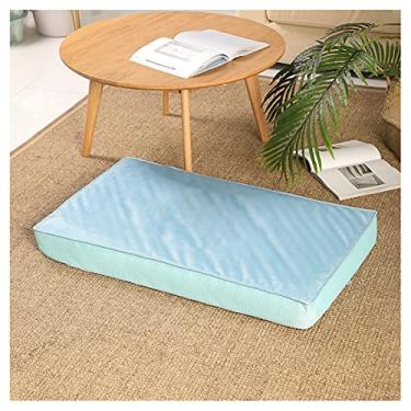 Imagem de ifgswopq Cama de cachorro lavável - Colchão ortopédico para cães para gaiola, tapete de dormir resistente a mordidas e resfriador (cinza pequeno) (azul pequeno)