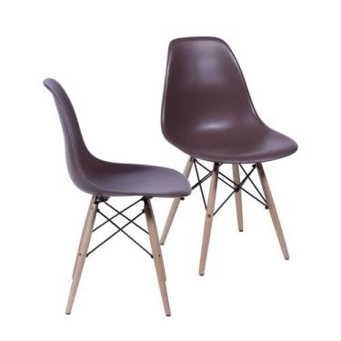 Imagem de Kit 2 Cadeiras Boxbit Dkr Eames Base Em Madeira Café