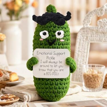 Imagem de Sobremesa artística de crochê positiva – decoração fofa de picles de desenho animado, kits de crochê feitos à mão, festival, aniversário, presentes de Natal para mulheres ou homens