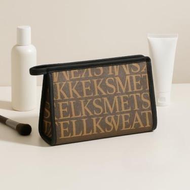 Imagem de Elegante bolsa feminina de armazenamento de PVC – Bolsa de verão impermeável de grande capacidade, organizador de cartas multifuncional, Café