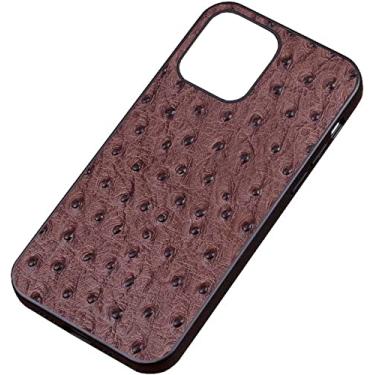 Imagem de BKUANE Capa para Apple iPhone 14 Plus (2022) 6,7 polegadas, capa traseira de couro com padrão de avestruz totalmente envolto [proteção de tela e câmera] (cor: marrom)