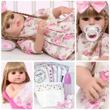 Imagem de Bebe Reborn Realista Loira Com Chupeta 13 Itens Envio 24Hrs - Cegonha 