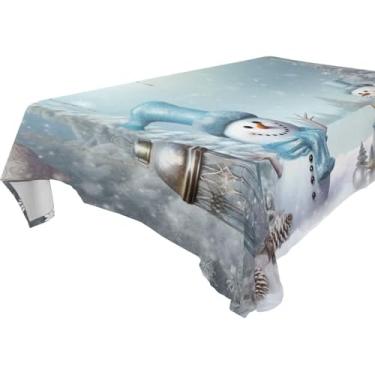 Imagem de Blueangle Toalha de mesa de boneco de neve de Natal – Toalha de mesa quadrada de poliéster impermeável e resistente a manchas para ambientes internos e externos, 152 x 152 cm #67