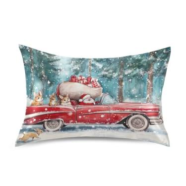 Imagem de Blueangle Fronha de cetim de carro vermelho vintage para cabelo e pele fronha de seda, tamanho padrão (50,8 x 66 cm) - fronhas de cetim com fecho de envelope (974)