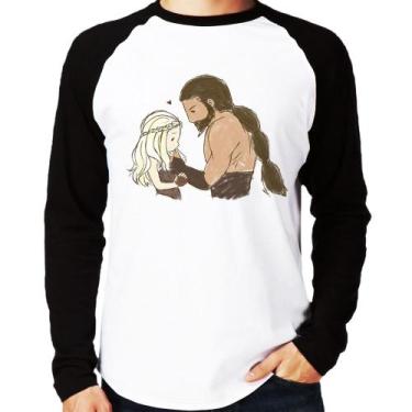 Imagem de Camiseta Raglan Khal Drogo e Daenerys Targaryen Manga Longa - Foca na 