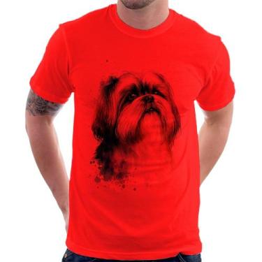 Imagem de Camiseta Cachorro Shih Tzu Watercolor - Foca na Moda, Vermelho, GG