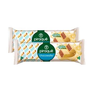 Imagem de Kit 2 Biscoito Wafer Piraquê Chocowafer com Cobertura Chocolate Branco