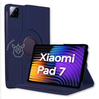 Imagem de Capa Giratória para Xiaomi Pad 7/7 Pro – Couro PU, Sleep/Wake, Magnética, Proteção Completa (Azul-marinho, Apenas Capa)