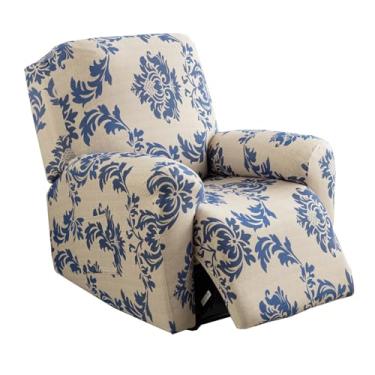 Imagem de KRFOONN Capas reclináveis elásticas estampadas para cadeira reclinável, 4 peças, capas reclináveis antiderrapantes para sofá com fundo elástico para crianças, animais de estimação, T8