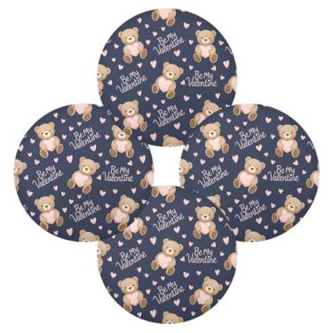 Imagem de Wassud Jogo americano conjunto de 4 tapetes redondos de ursos marrons claros para cozinha e jantar tapetes laváveis resistentes ao calor para decoração de mesa 39 cm