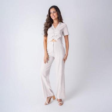 Imagem de Conjunto susie cropped e pantalona feminino - Susie Modas, Bege, G, 10