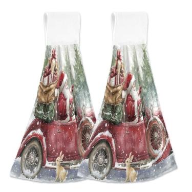 Imagem de Blueangle 2 peças de toalhas de gravata para pendurar no carro vermelho vintage toalha de mão toalha de mão absorvente de veludo coral macio pano para cozinha banheiro (535)