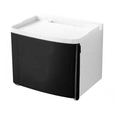 Imagem de Caixa de Papel Higiênico com Prateleira Montada na Parede Dispenser Toalha Adesivo Suporte para Banheiro ABS Trava Mola Janela Visível Instalação Fáci