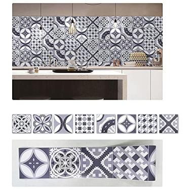 Imagem de 1PC Adesivo de Azulejo Retrô Autoadesivo PVC Decalques Parede Removíveis Papéis DIY para Cozinha Banheiro Casa Organização Proteção