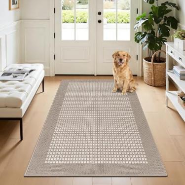 Imagem de Ileading Tapete de porta para ambientes internos 9 x 1,5 m, absorvente para patas enlameadas, lavável à máquina, pequeno tapete de sala de estar com suporte de borracha antiderrapante, tapete interno